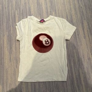 Edikted White Tee with Red 8 Ball Design